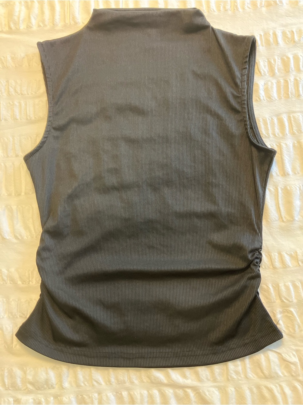 Women's Sleeveless Ribbed Mock Neck Top - Charcoal